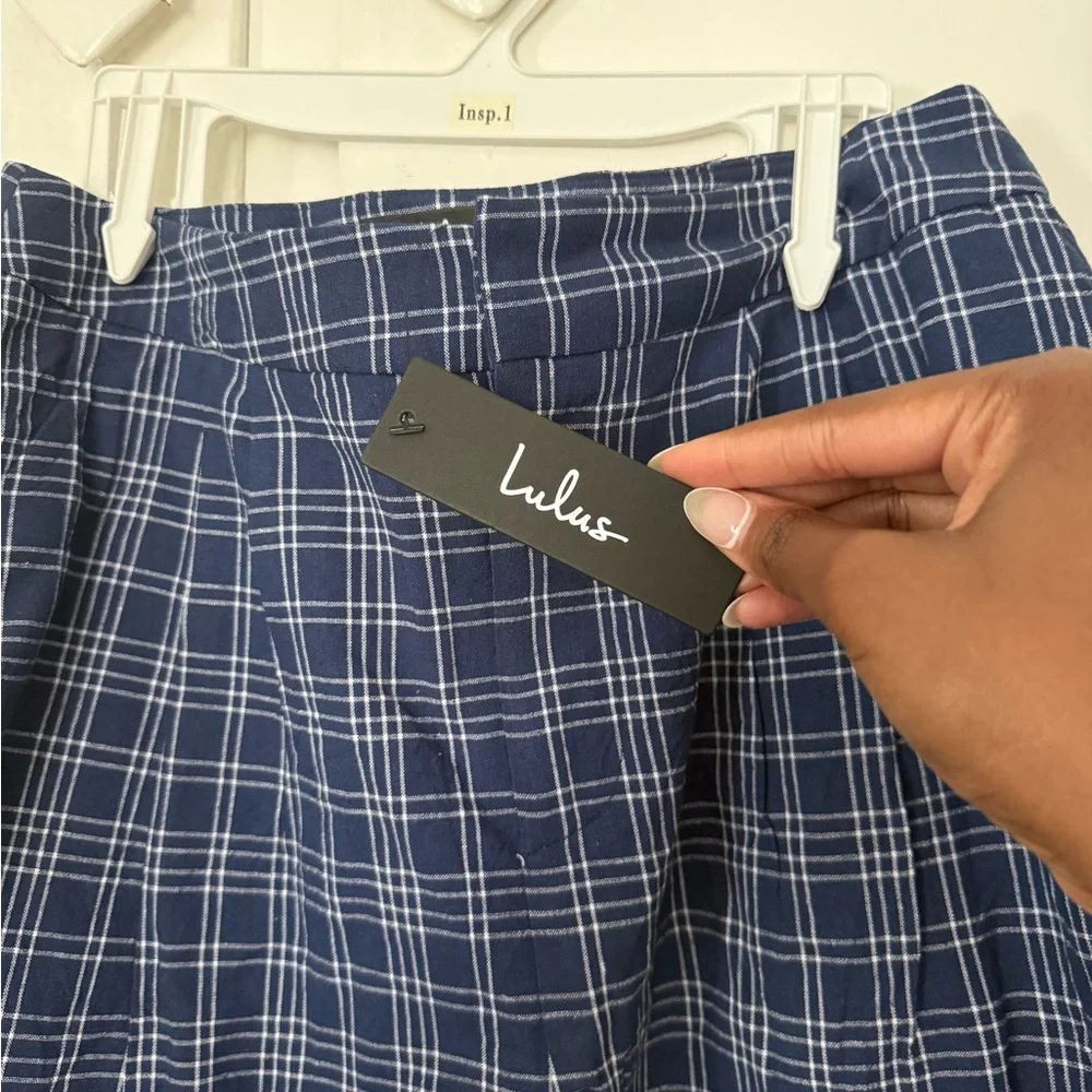 Lulu's Navy Checkered Shorts